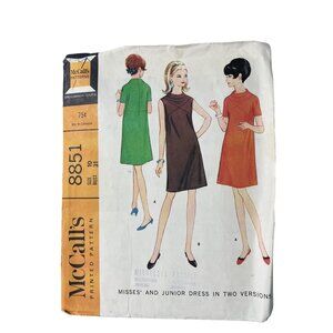 60s McCalls 8851 Misses Junior Dress Sewing Pattern Size 10 Bust 31 Vintage CUT